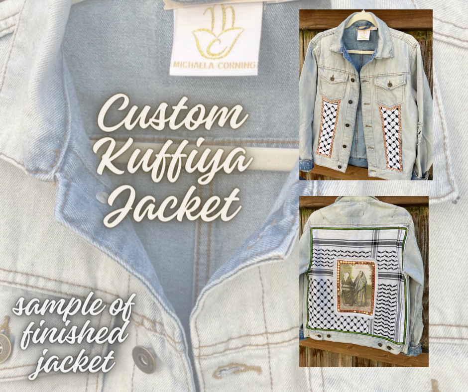 Palestinian Kuffiyah Distressed Jean Jacket