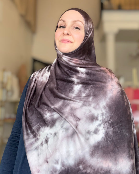 Tie Dye Jersey Hijab: Mocha Rose