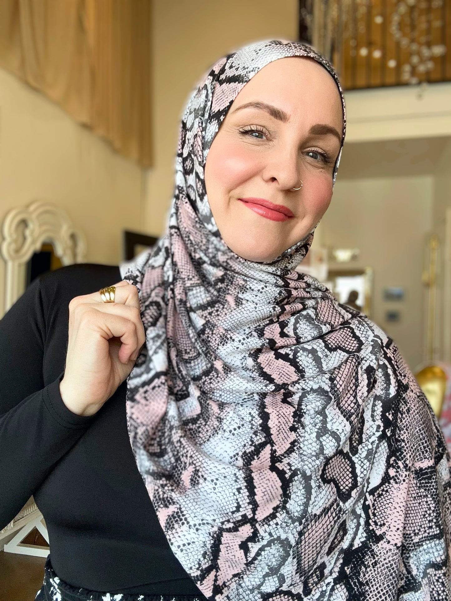 Printed Jersey Hijab: Venomous Blush