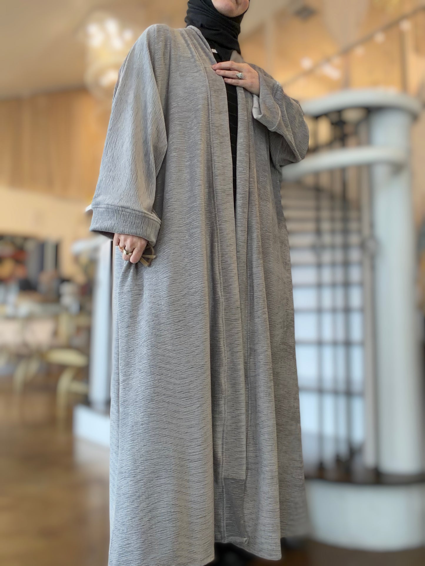 Nour Oversized Abaya - Plush Plisse Velour