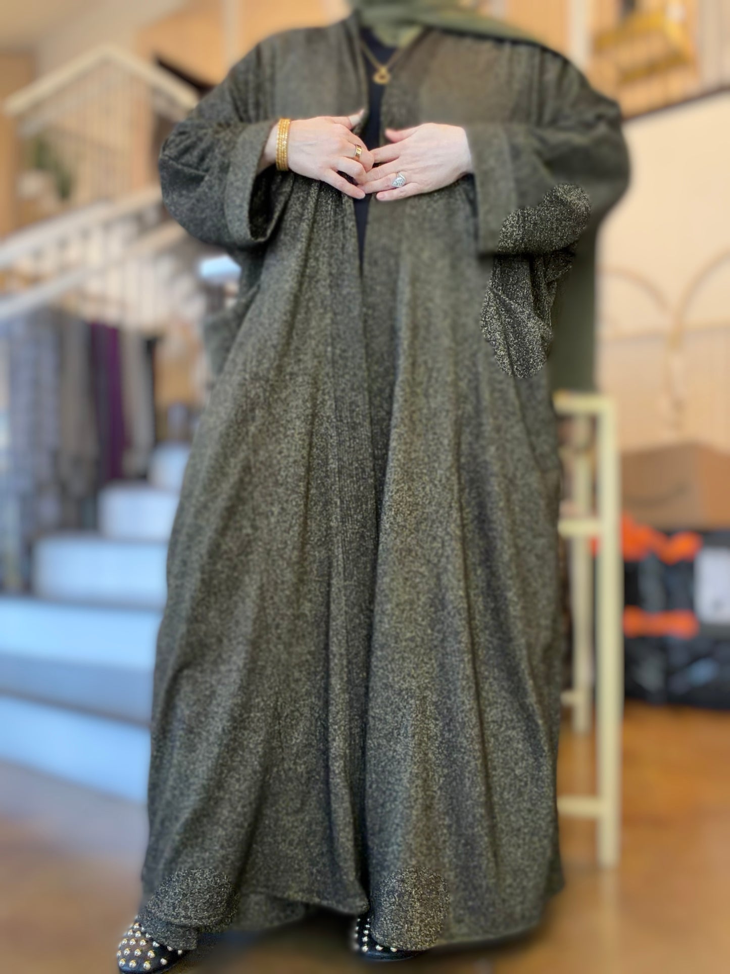 Pocket Anorak Sweater Abaya - Gilded Night Sky