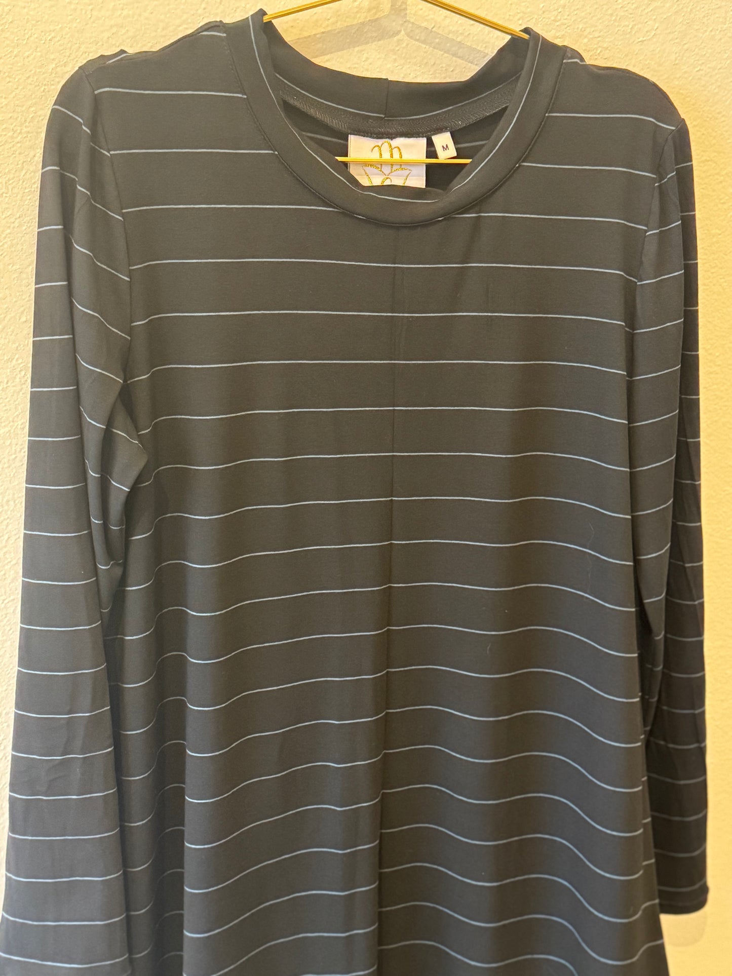 MC Everyday Tunic - Striped Black & Dark Grey