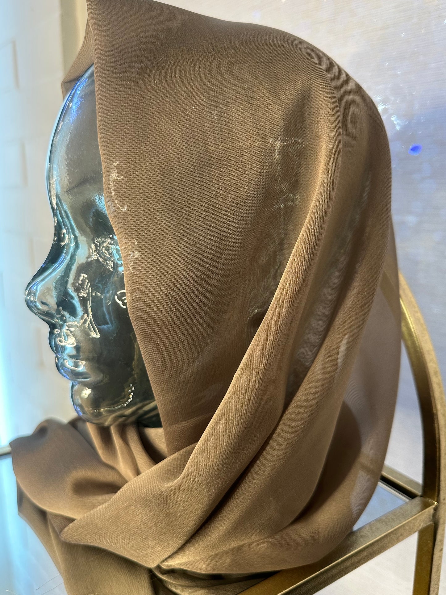 Iridescent Chiffon Hijab: Taupe