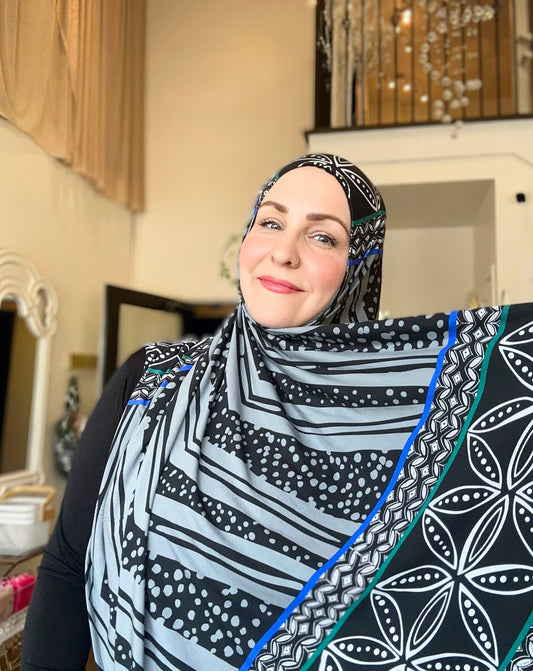 Printed Jersey Hijab: Tausala Island Beauty