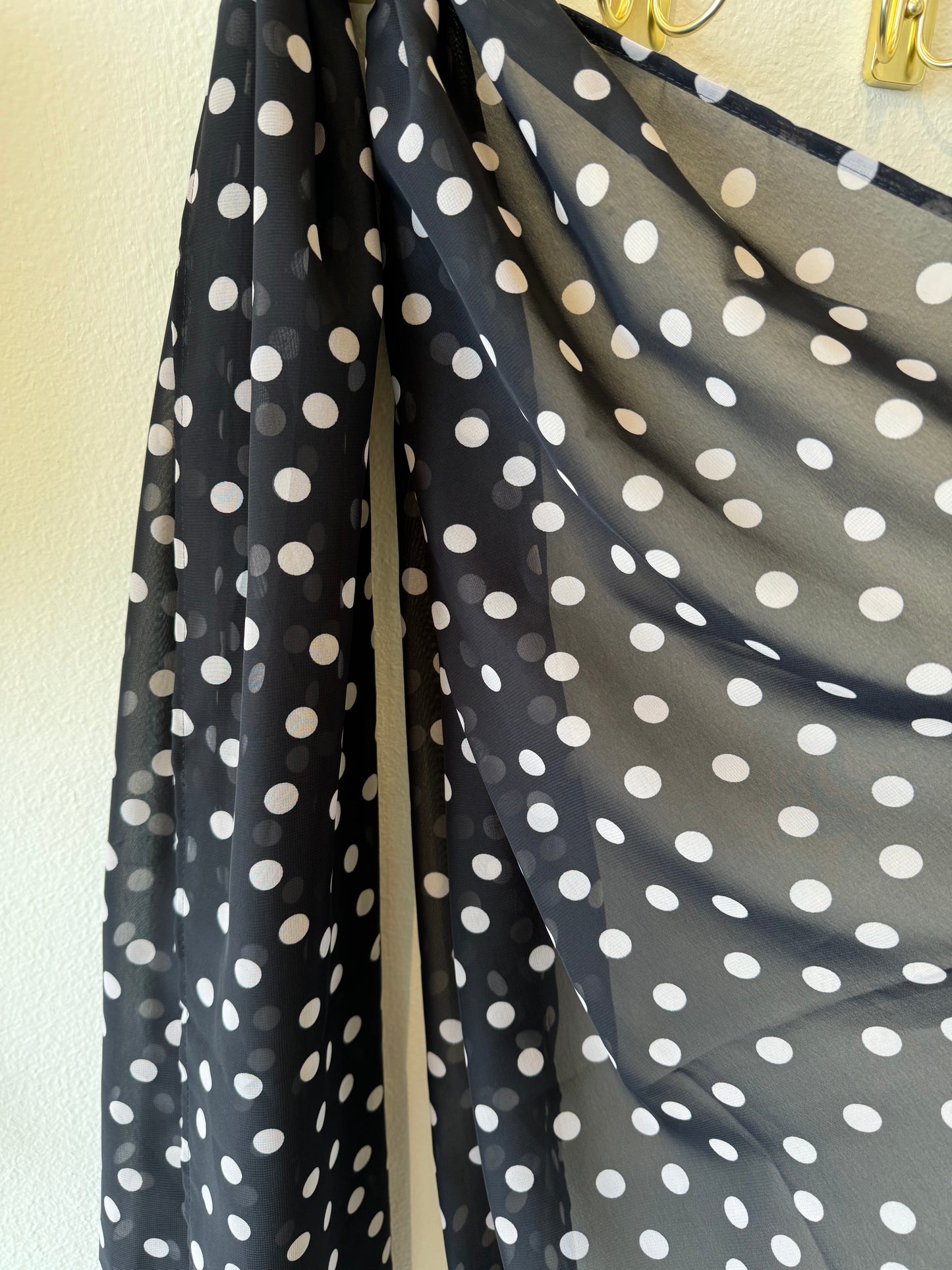 Chiffon Hijab: Classic Black and Beige Polka Dot