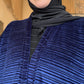 Nour Oversized Abaya - Cobalt Blue Pleated Stretch Velvet