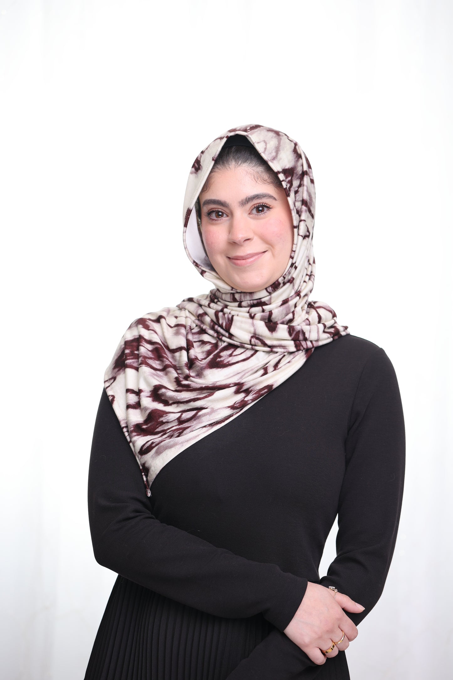 Printed Jersey Hijab: Sweet Cream Coffee Swirl