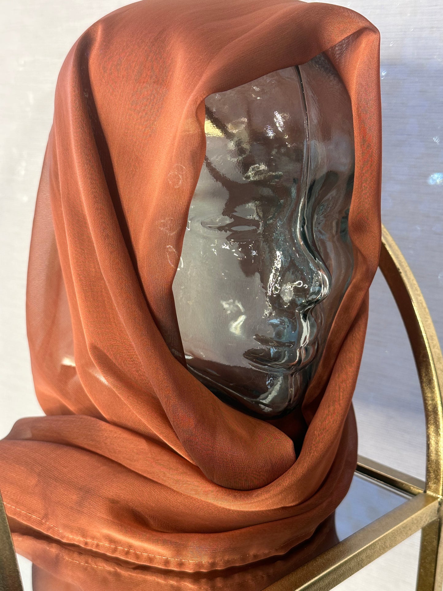 Iridescent Chiffon Hijab: Burnt Sienna