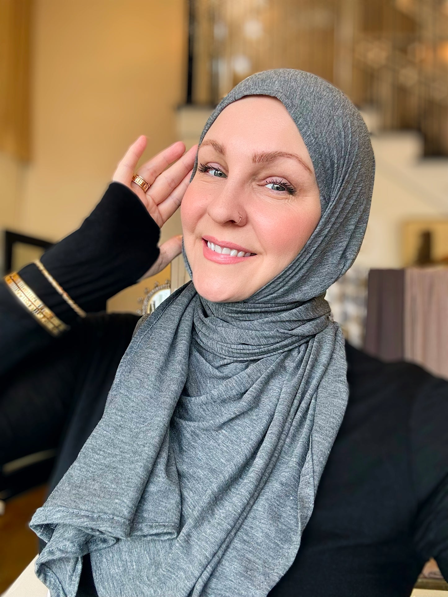 Jersey Hijab: Heathered Dark Grey