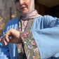 Pocket Anorak Abaya — Denim Wildflower