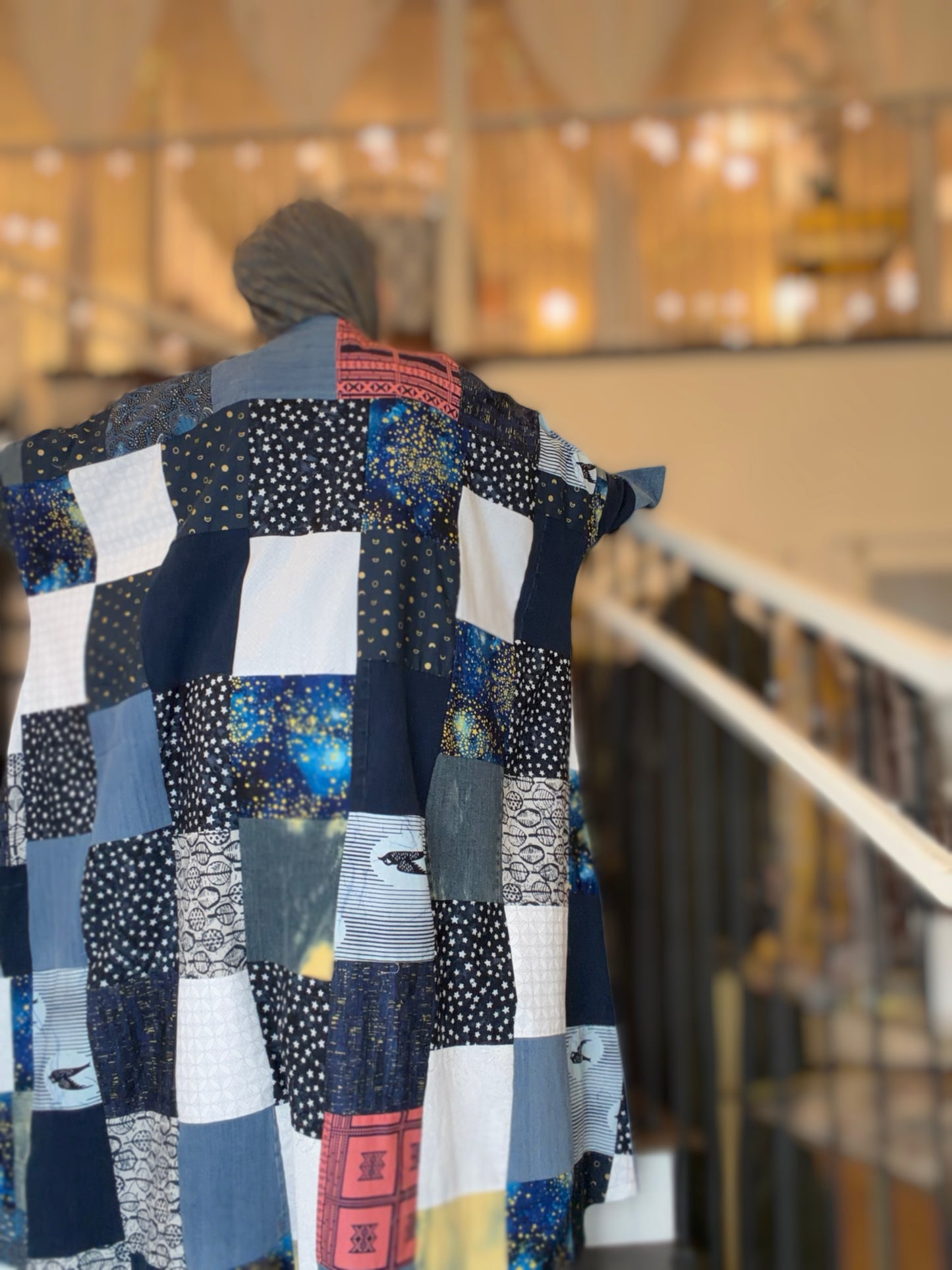 One-of-One | The Power Silhouette Abaya - Denim Patchwork (Upcycled |Tommy Hilfiger Reclaimed)