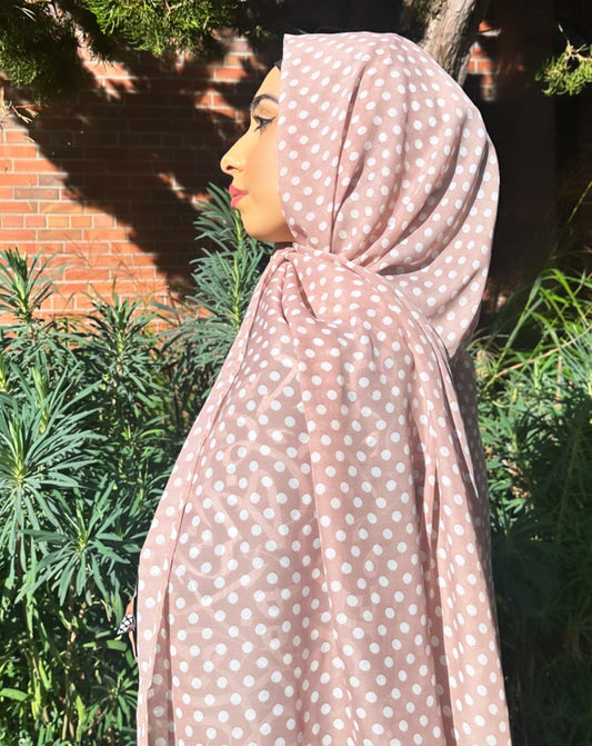 Chiffon Hijab: Dusty Pink Polka Dot