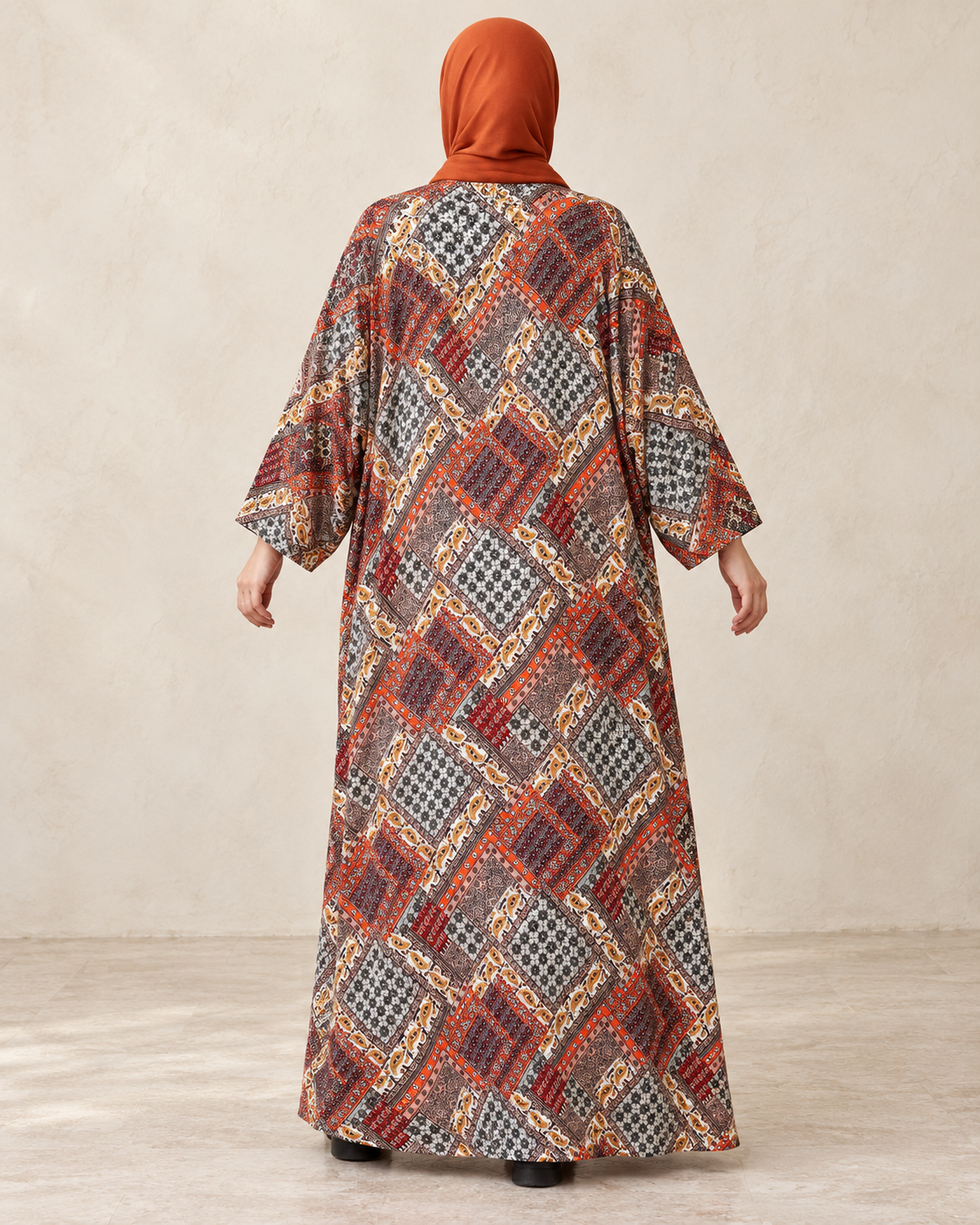Nour Oversized Abaya - Saffron Mosaic
