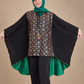 Layali Embellished High-Low Tunic — Black & Vibrant Green