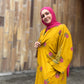 Pocket Anorak Abaya - Golden Hibiscus Bloom