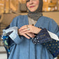 One-of-One | The Power Silhouette Abaya - Denim Patchwork (Upcycled |Tommy Hilfiger Reclaimed)