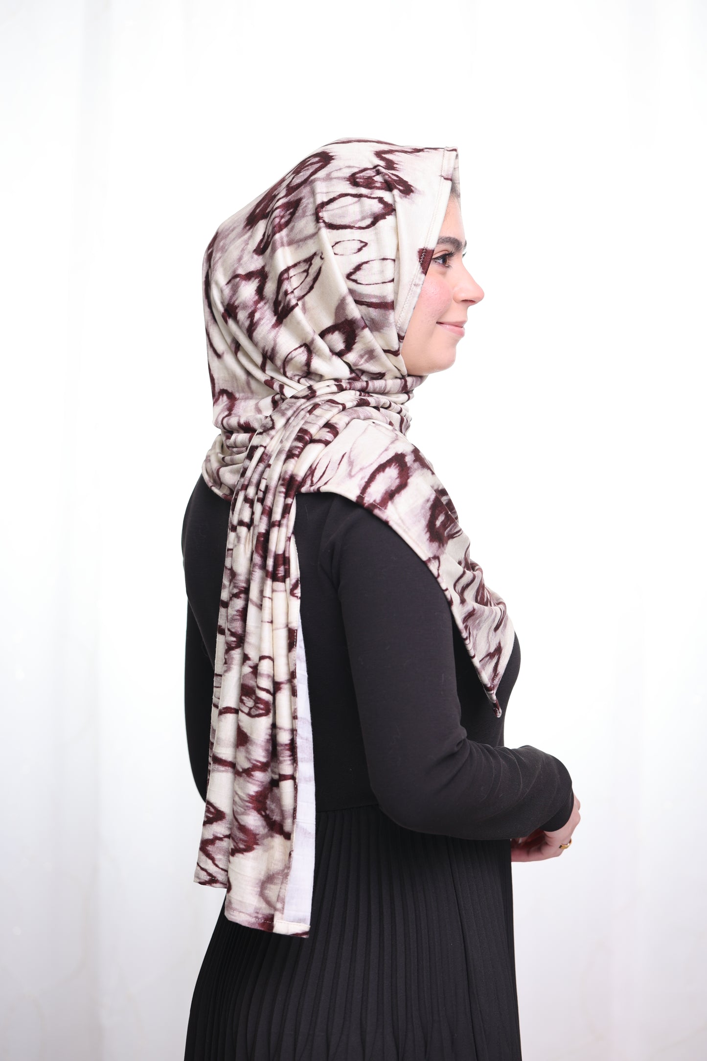 Printed Jersey Hijab: Sweet Cream Coffee Swirl