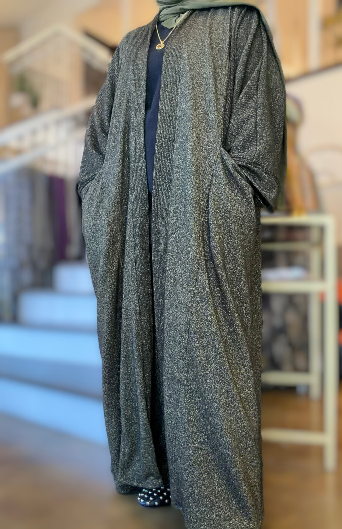 Pocket Anorak Sweater Abaya - Gilded Night Sky