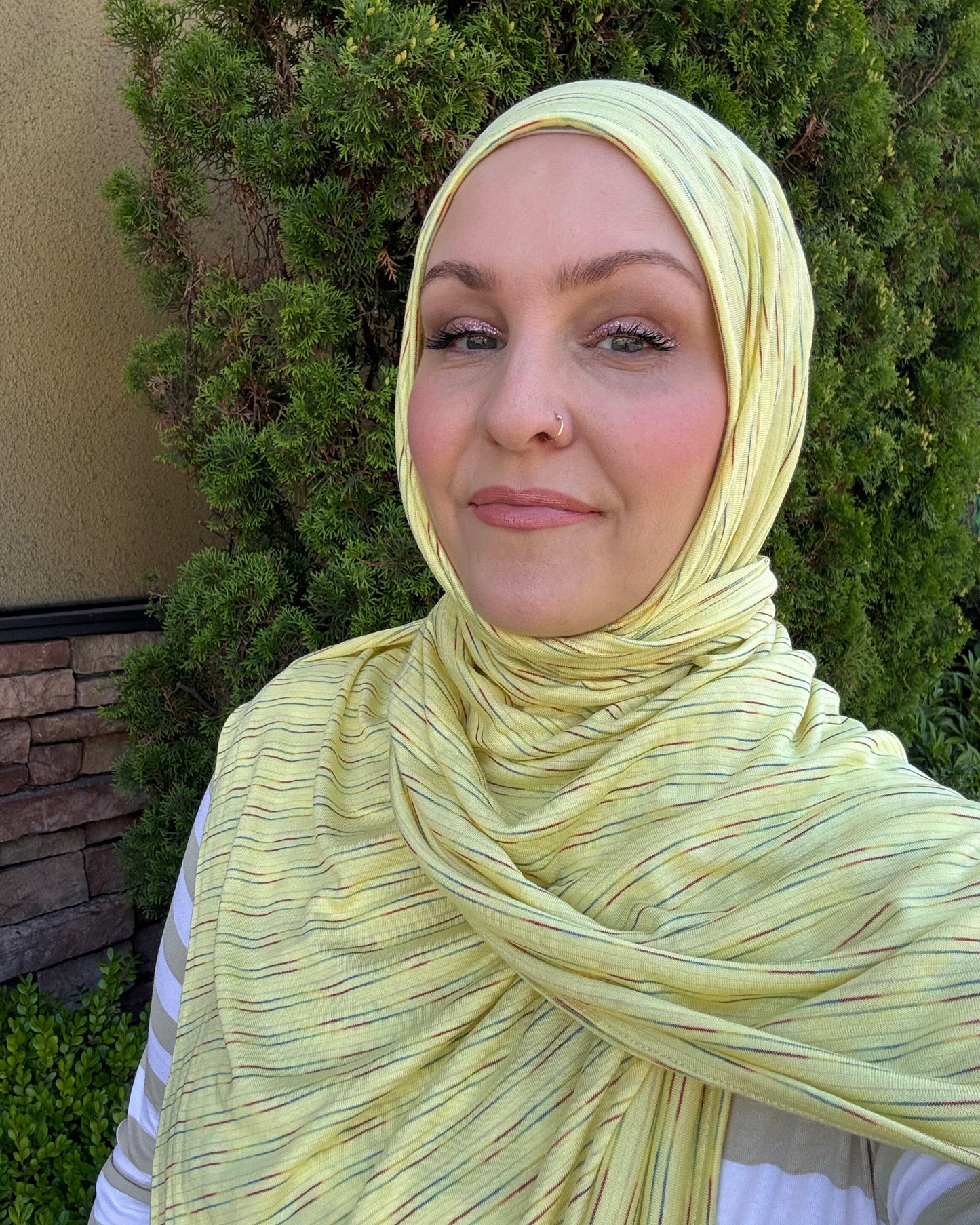 Woven Jersey Hijab: Limonata Streaks