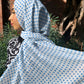 Chiffon Hijab: White & Turquoise Polka Dot