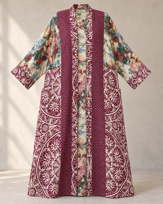 Up-cycled Pocket Anorak Abaya - Rosewood Garden