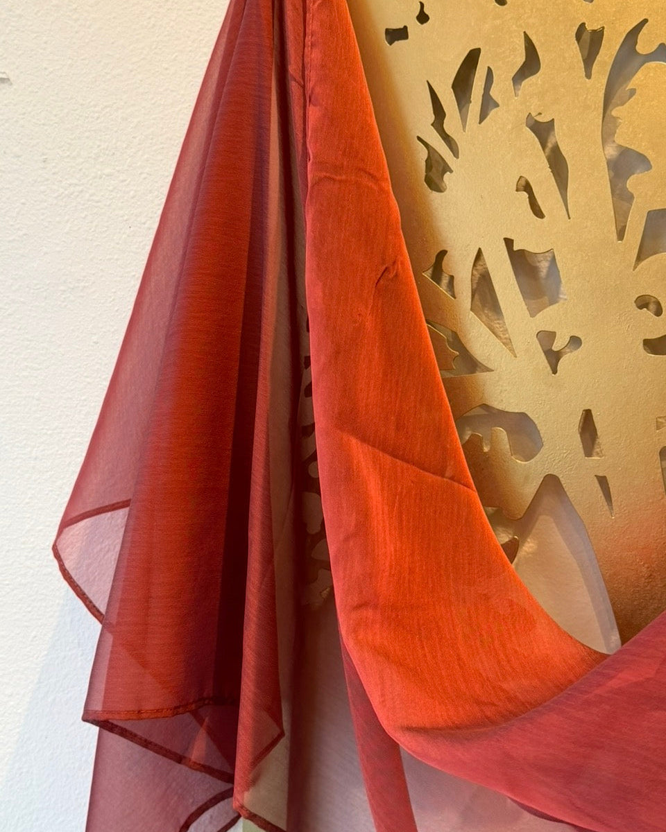 Iridescent Chiffon Hijab: Blood Orange