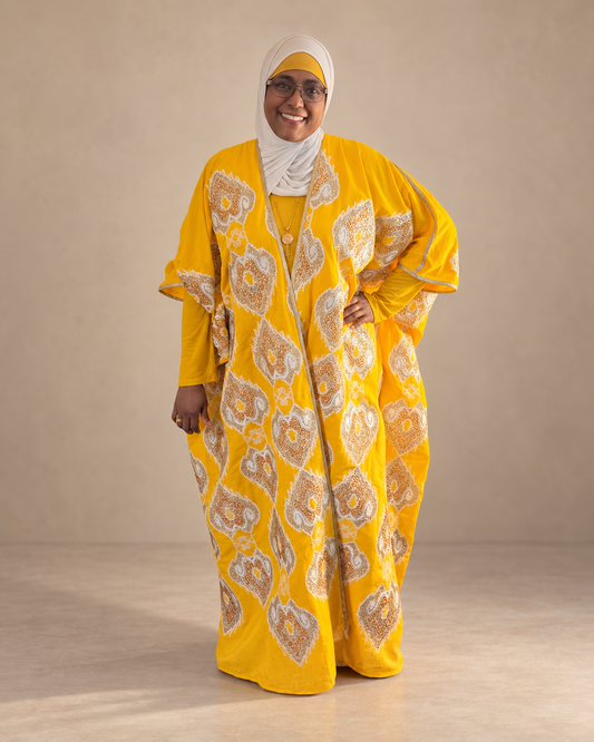 Arabi Embroidered Bisht Yellow