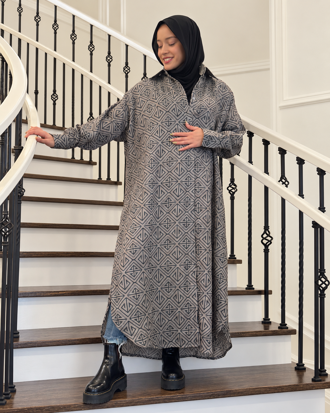City Lines Beaded Shirtdress
