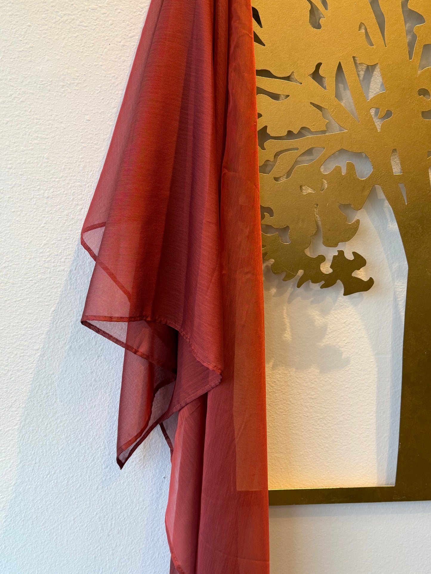 Iridescent Chiffon Hijab: Blood Orange