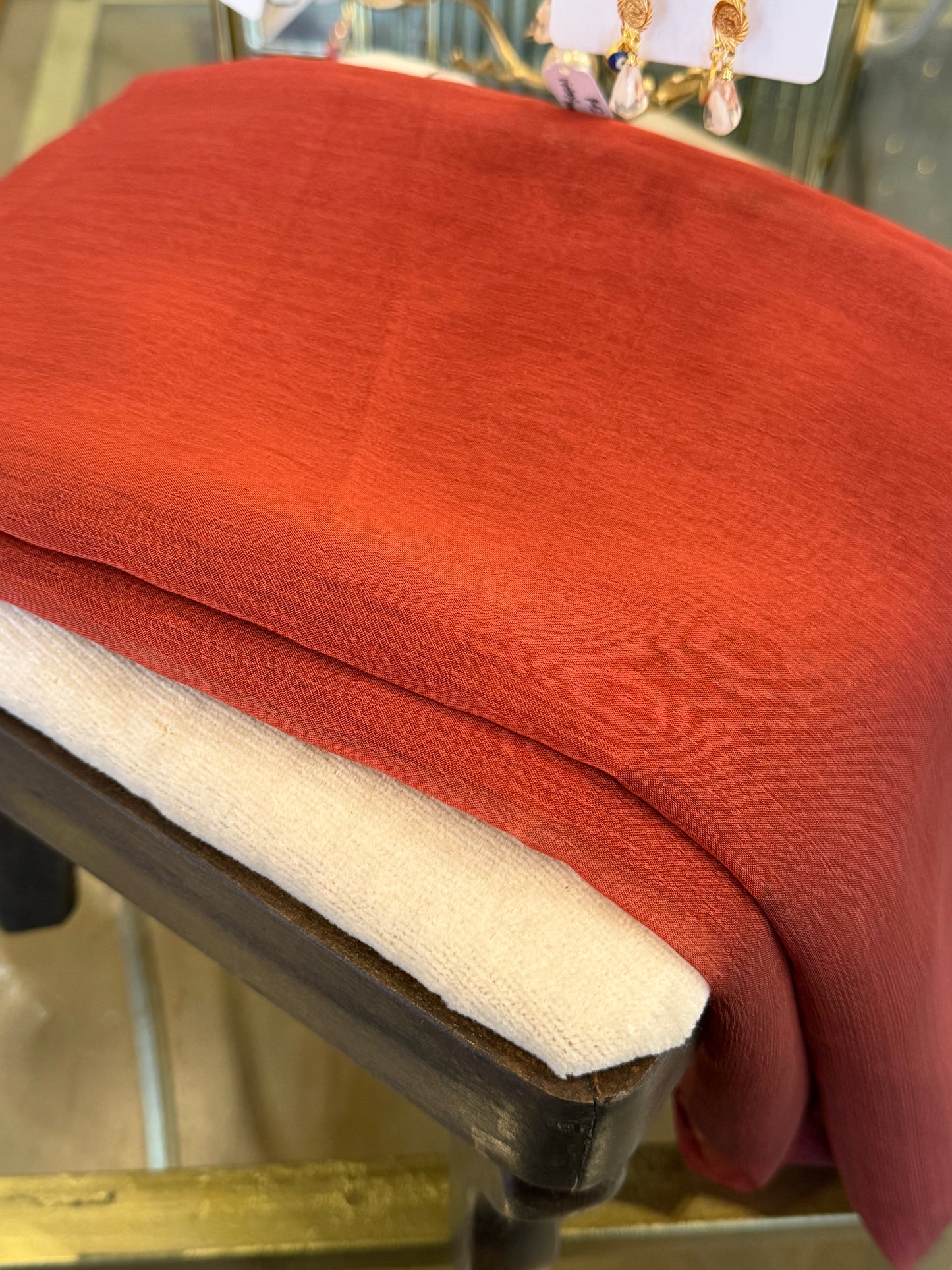 Iridescent Chiffon Hijab: Blood Orange