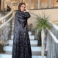 Power Silhouette Abaya - Blackest Crushed Stretch Velvet