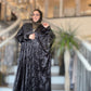 Power Silhouette Abaya - Blackest Crushed Stretch Velvet