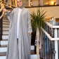 Power Silhouette Abaya - Silver Plush Plisse Velour