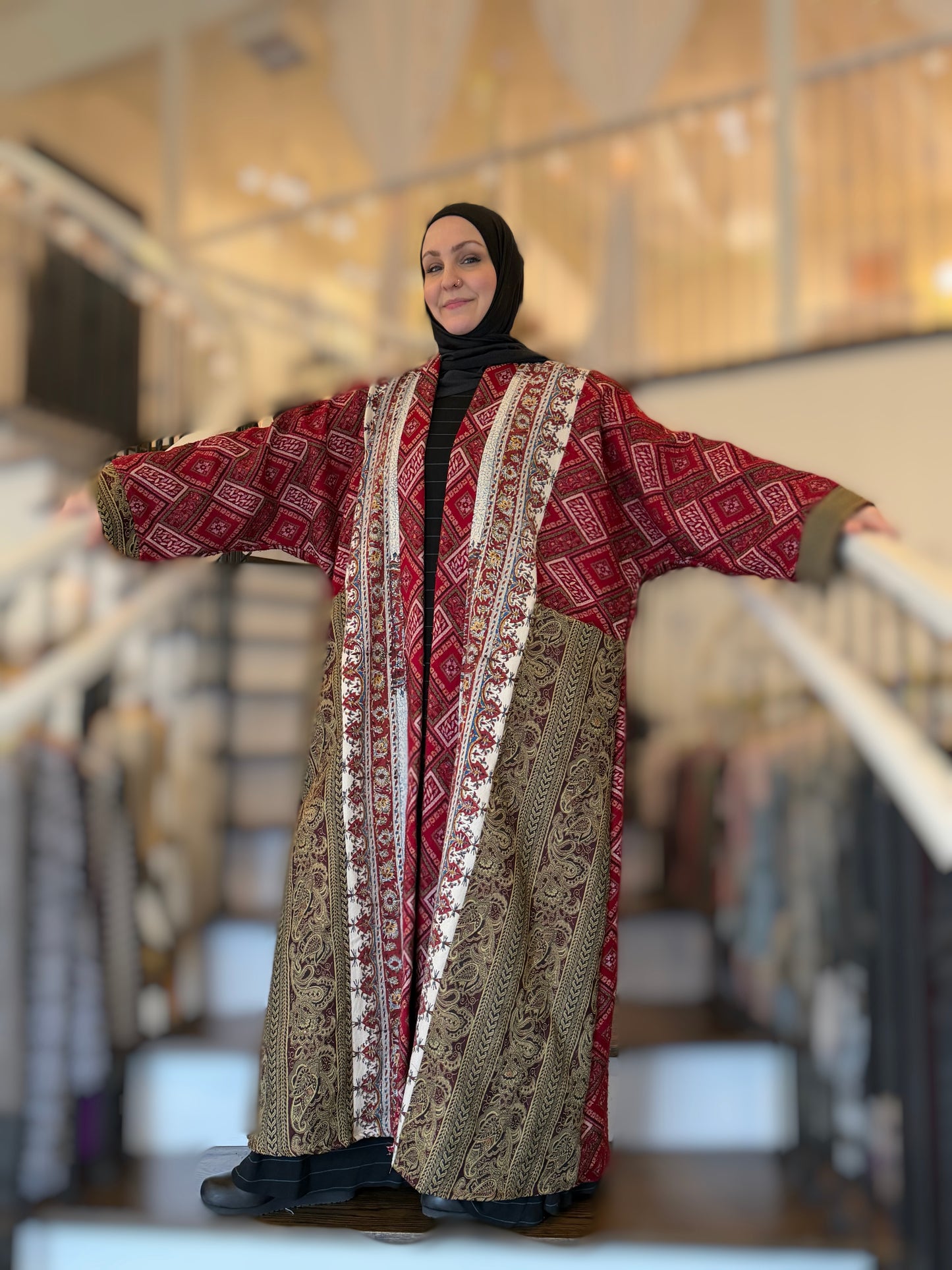 Upcycled Pocket Anorak Abaya - Silk Road Patchwork