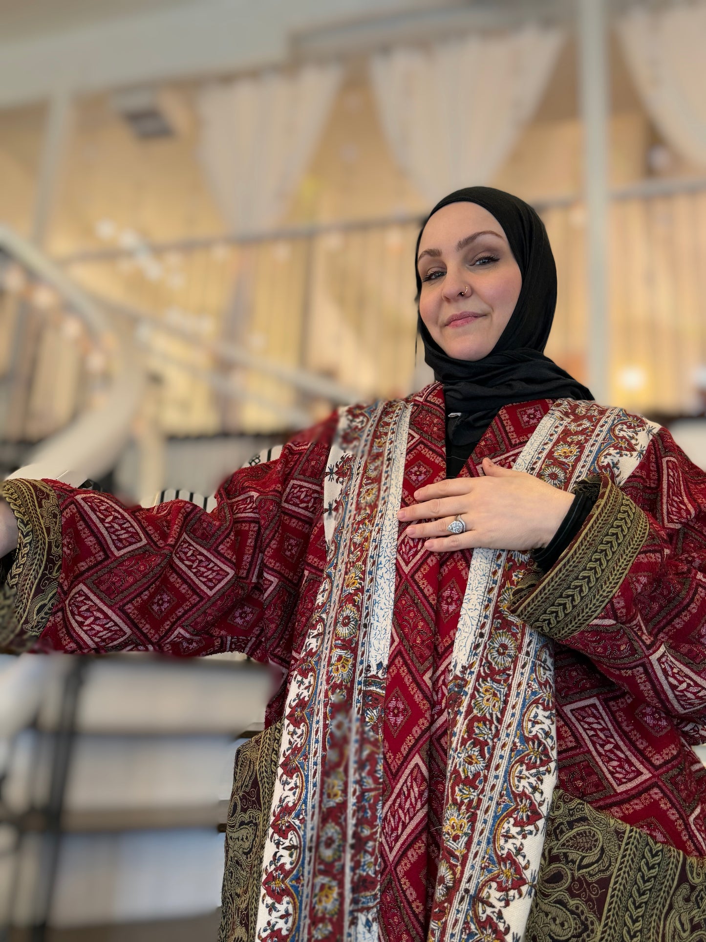 Upcycled Pocket Anorak Abaya - Silk Road Patchwork