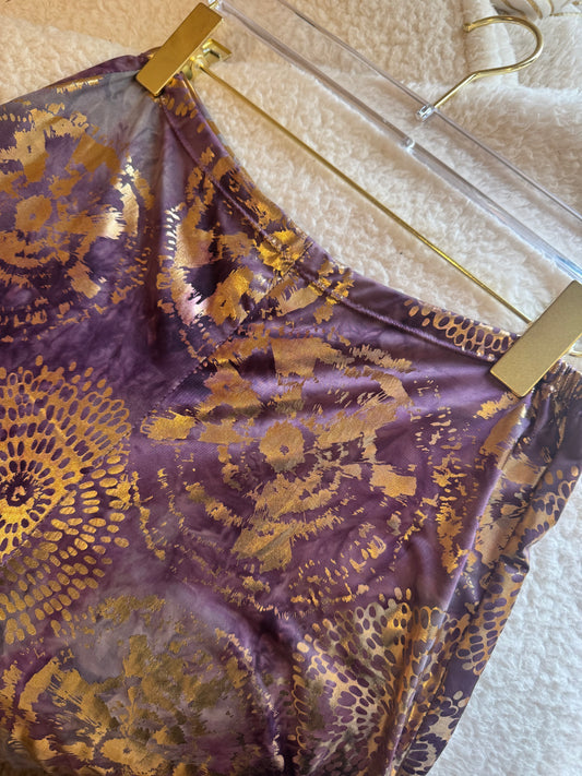Metallic Palazzo Pant: Copper Floral