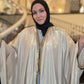 Metallic Oversized Abaya: Black & Gold on Beige