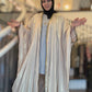 Metallic Oversized Abaya: Black & Gold on Beige