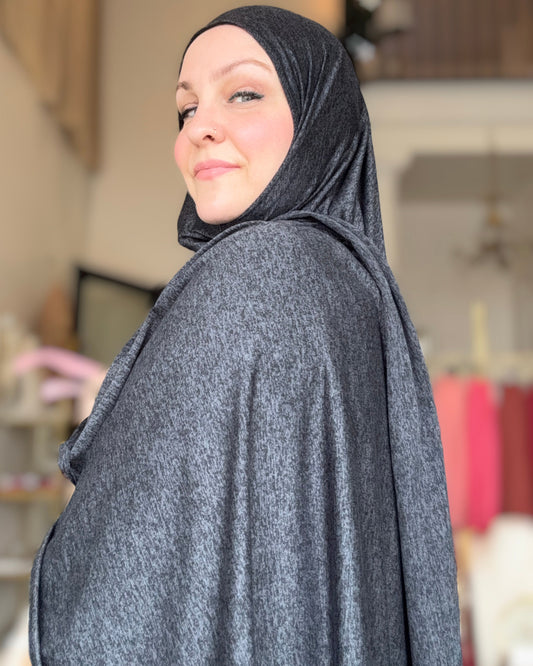 Performance Jersey Hijab: Heathered Charcoal