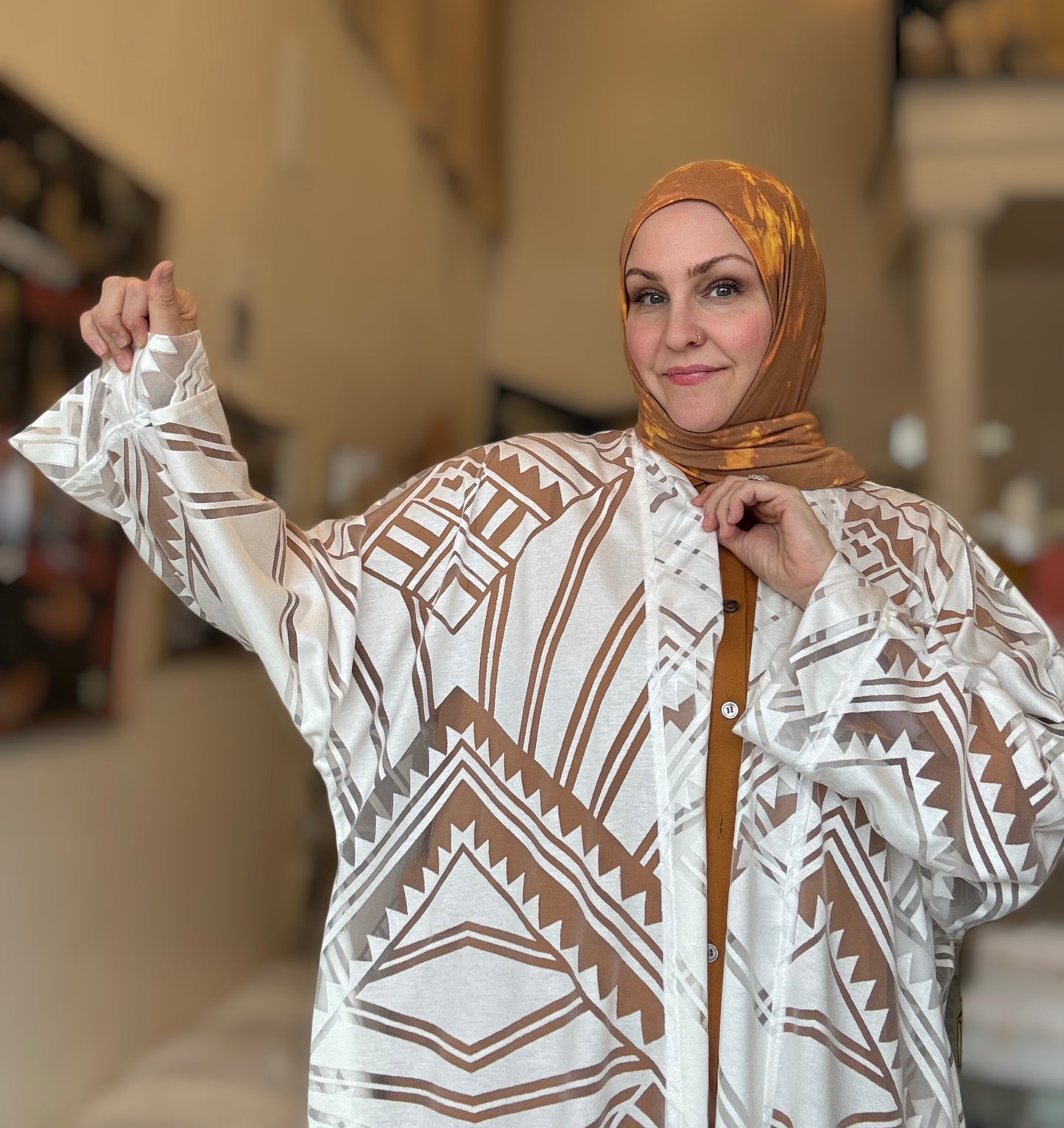 Nour Oversized Stretch Abaya - Desert Echo