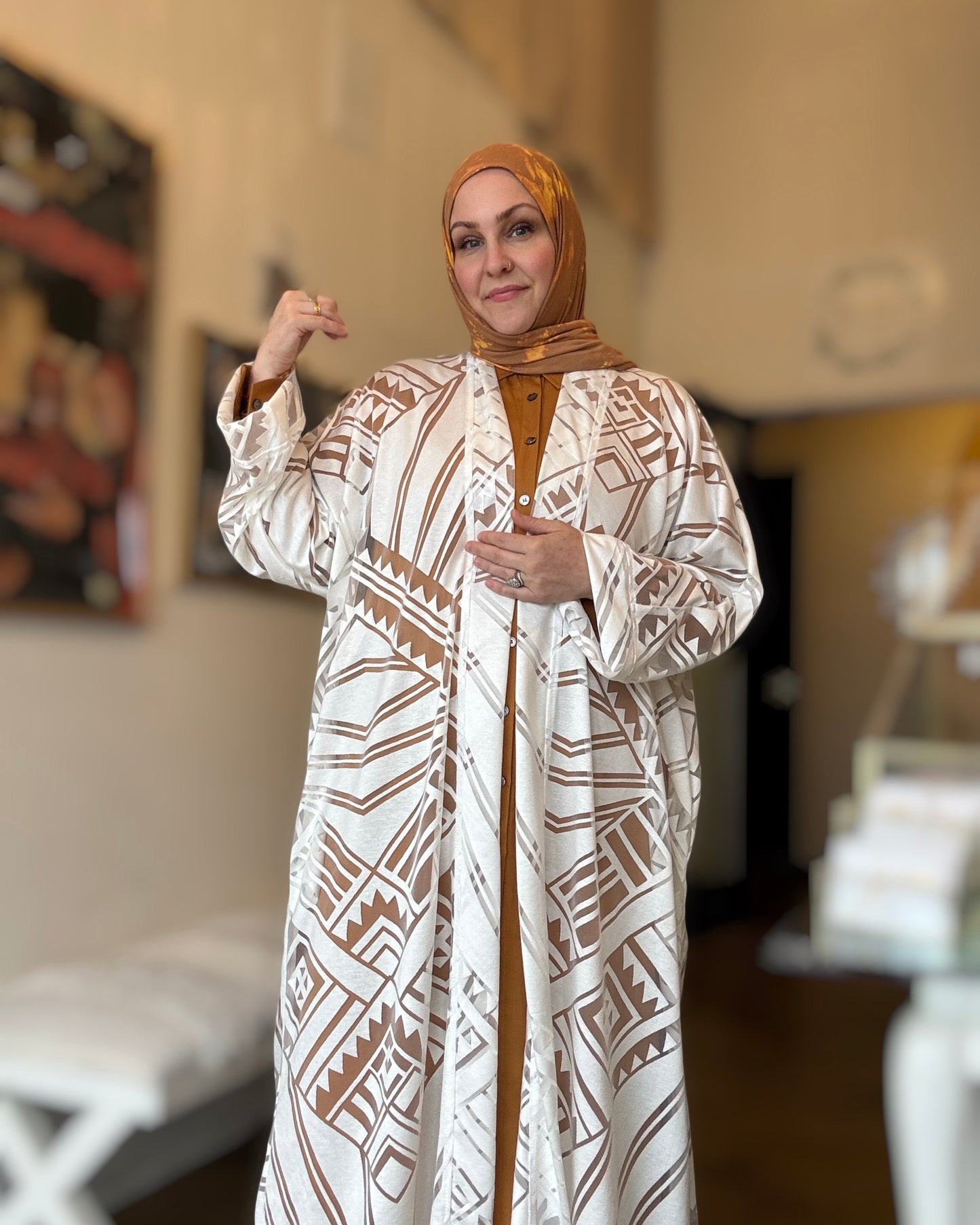 Nour Oversized Stretch Abaya - Desert Echo