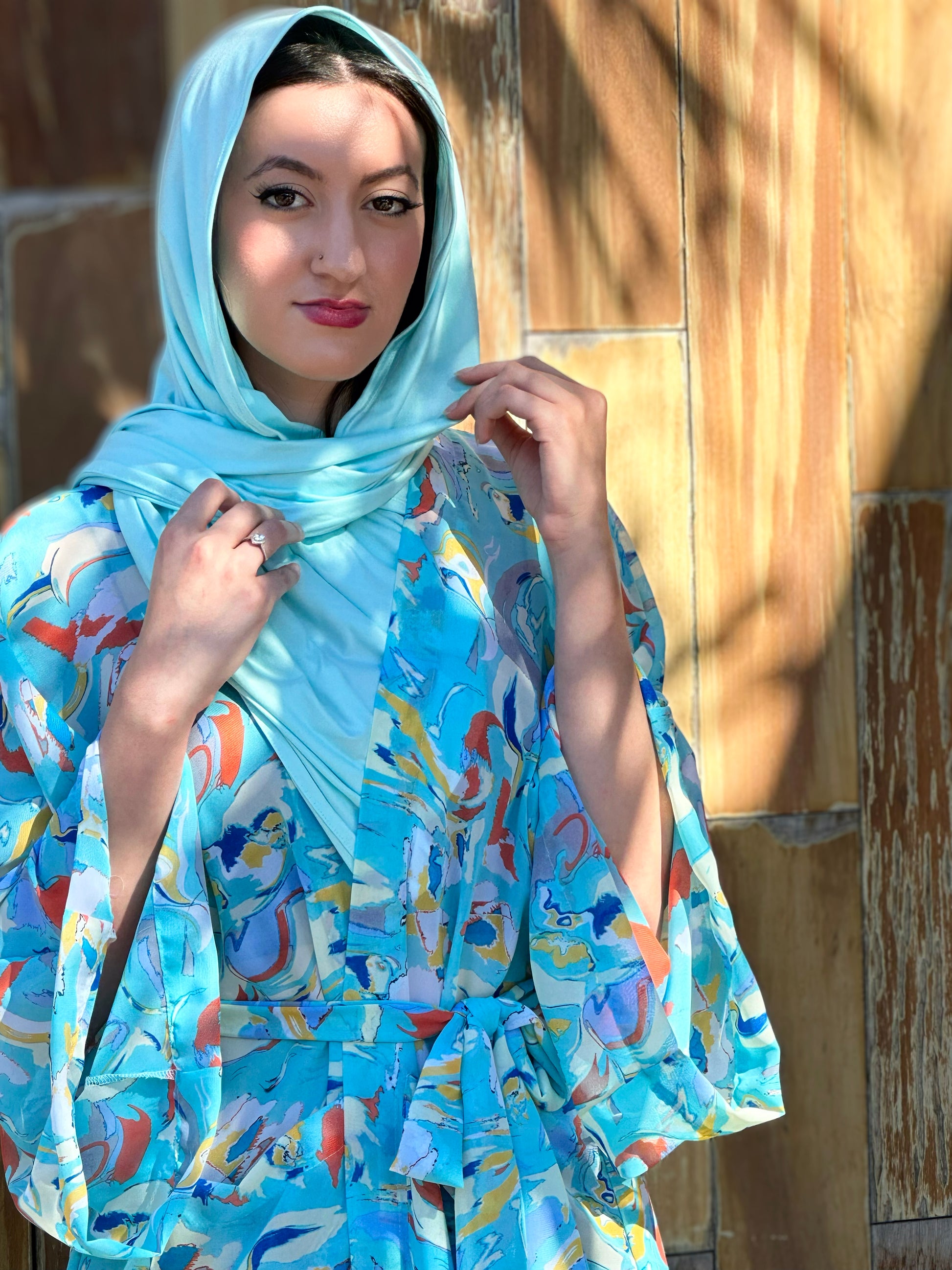 Signature MC Kimono: Sky Blue Fiery Marble michaelacorning Signature MC Kimono: Sky Blue Fiery Marble michaelacorning