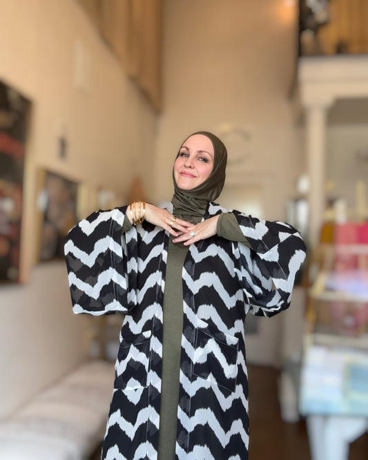 Signature MC Kimono: Statement Chevron Chiffon