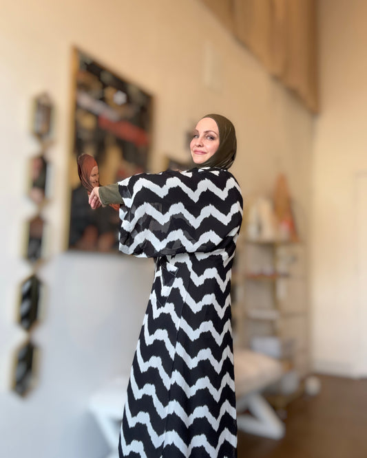 Signature MC Kimono: Statement Chevron Chiffon