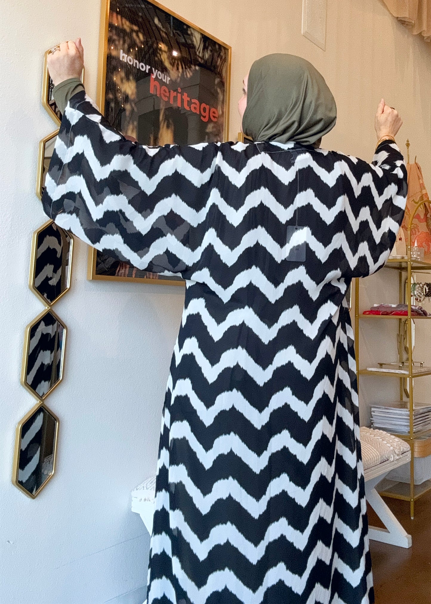 Signature MC Kimono: Statement Chevron Chiffon