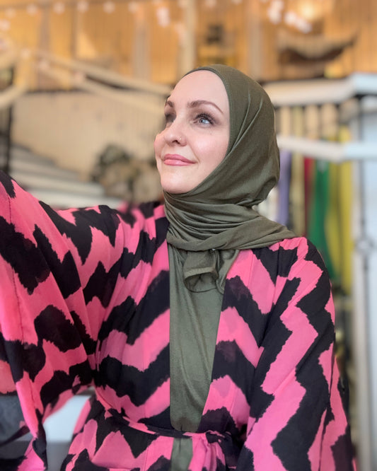 Signature MC Kimono: Pink Sherbet Zigzag