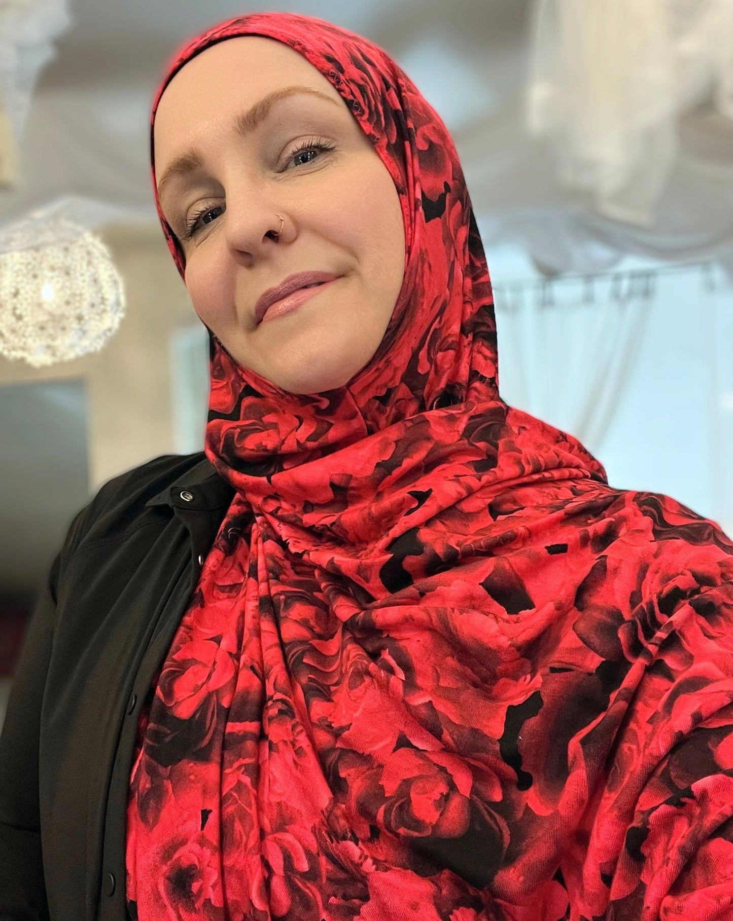 Printed Jersey Hijab: Vixen Prickly Roses