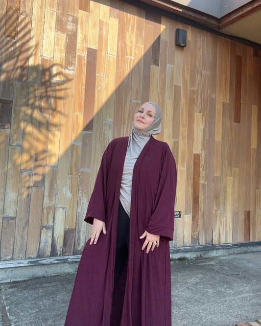 Nour Oversized Abaya - Burgundy Vino