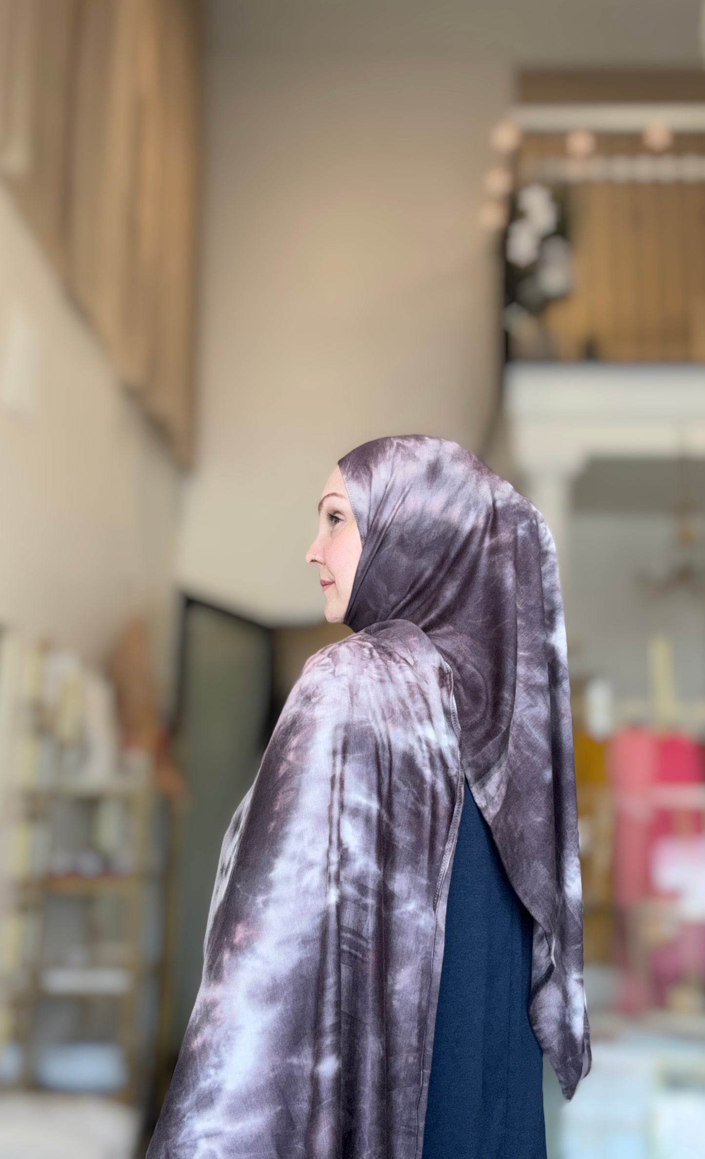 Tie Dye Jersey Hijab: Mocha Rose