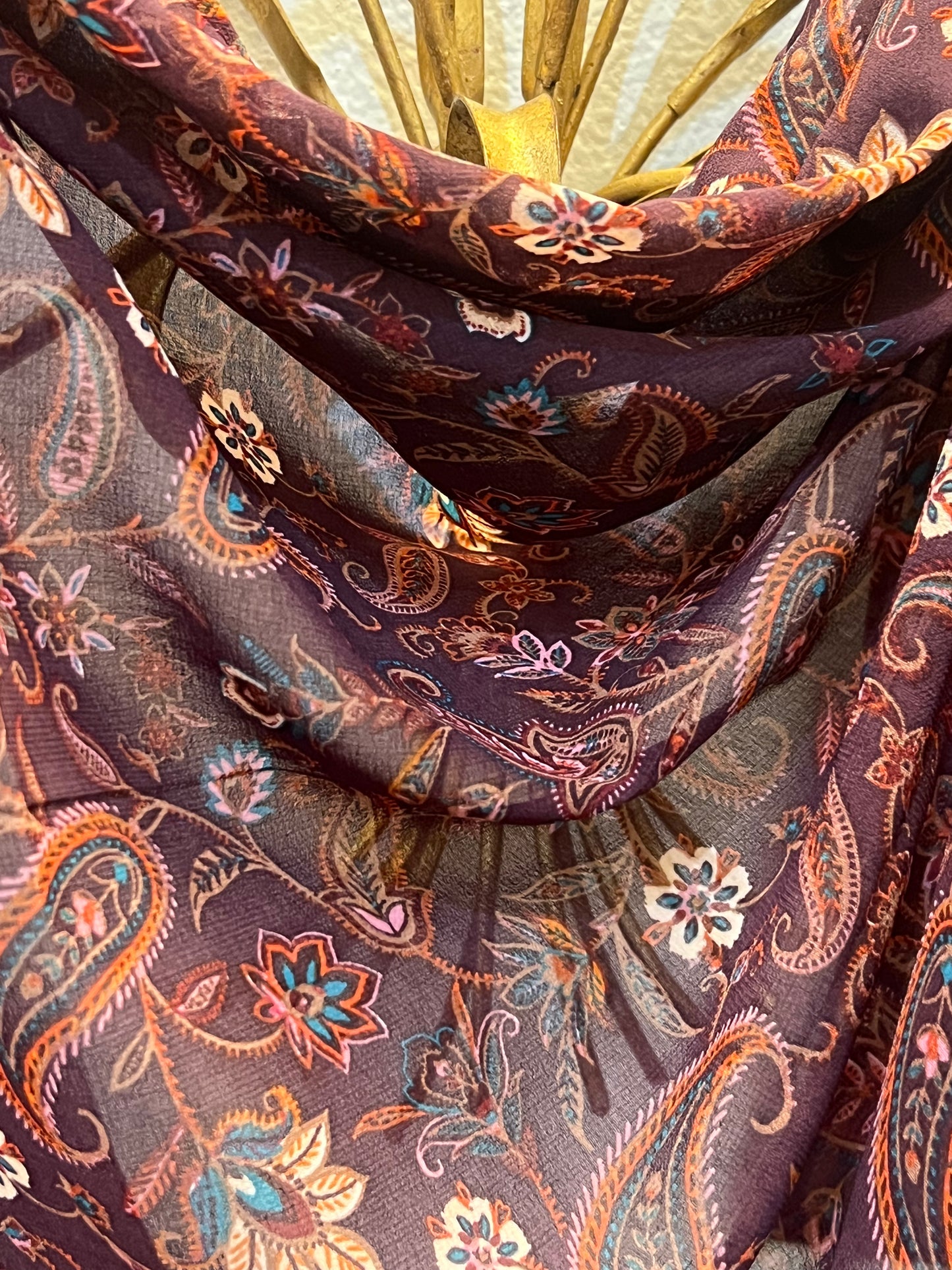 Chiffon Hijab: Deep Plum Paisley